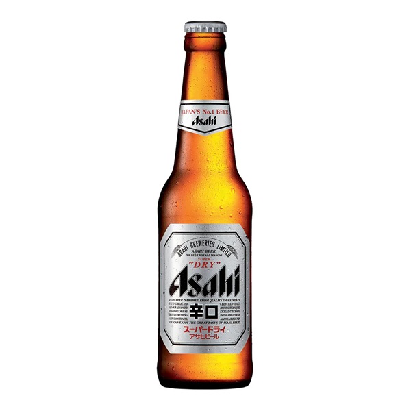 Asahi Super Dry Japanese Beer 330ml bottle with a silver label.