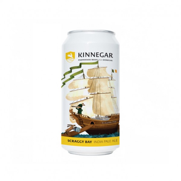 Kinnegar scraggy Bay IPA In a white can with a sailing ship on the front