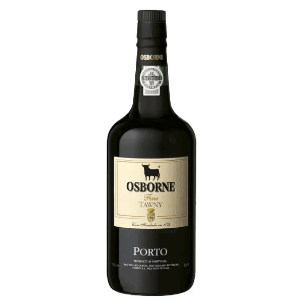 Osborne Fine Tawny Port in a black bottle with a cream label.