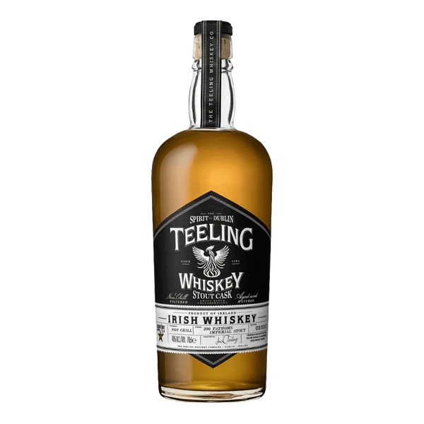 Teeling Whiskey Stout Cask Irish whiskey in a dark bottle with a black label