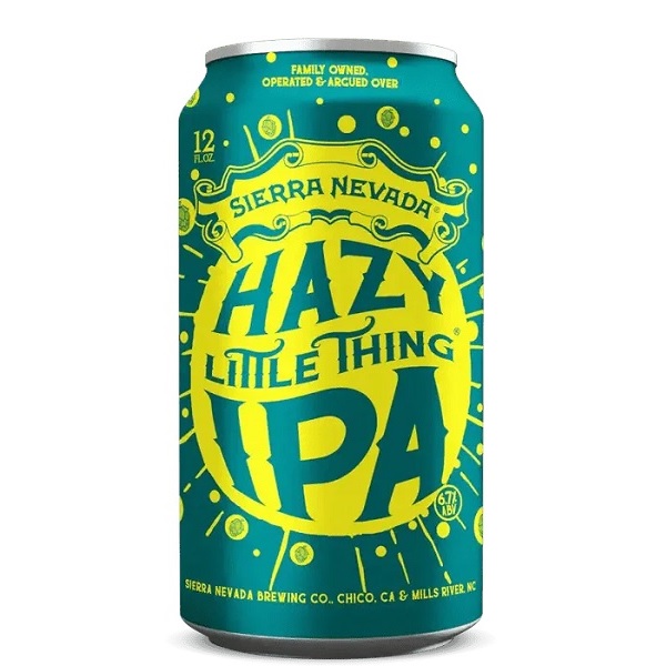Sierra Nevada Hazy Little Thing IPA in a green and yellow can.