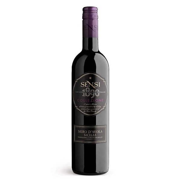 Sensi 1890 Collezione Nero d'Avola Sicilia Italian red wine in a dark bottle with a black label.