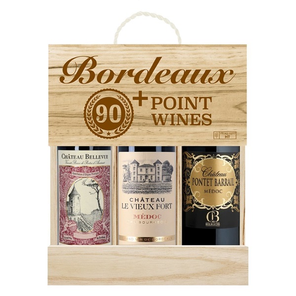 90+ Points Bordeaux Selection Wooden Gift Box (3 x 75cl)