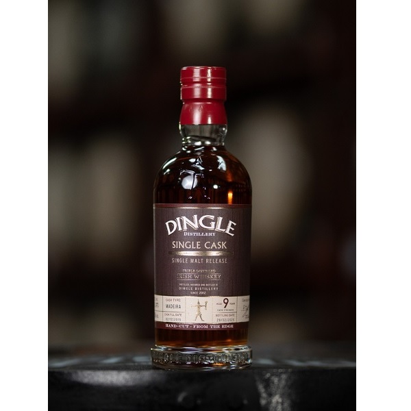 Dingle Distillery Single Cask Madeira 9 Year Old Single Malt with a brown and cream label.