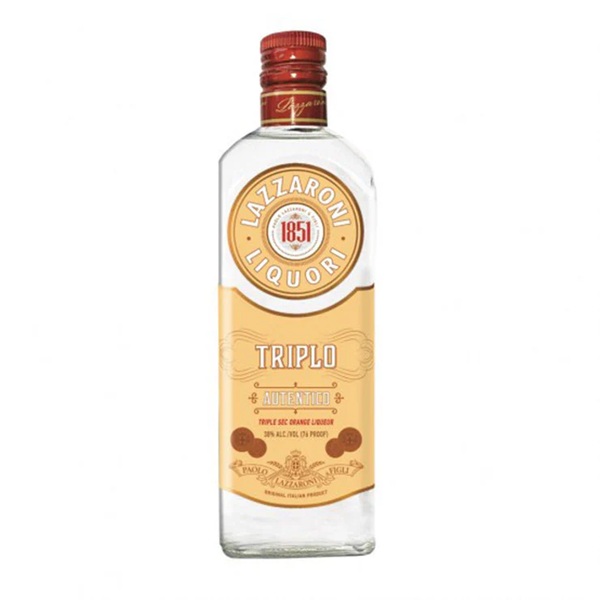 Lazzaroni Triplo Triple Sec Italian clear liqueur with a cream label.