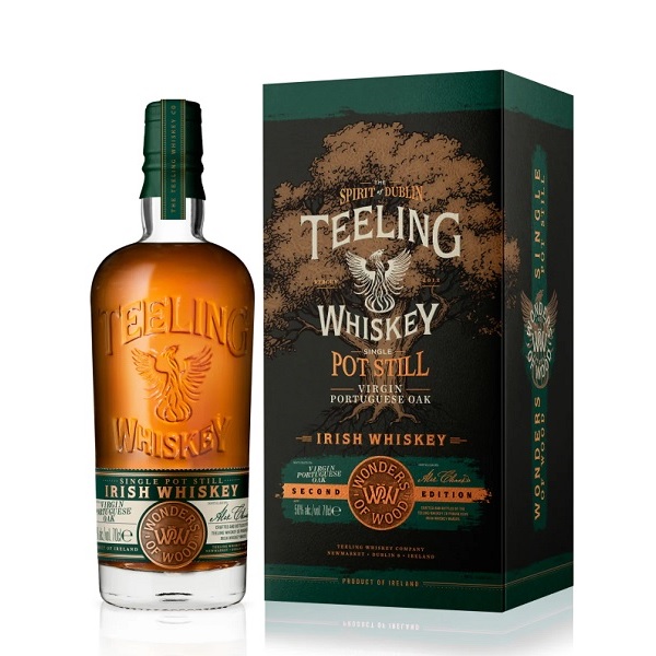 Teeling Wonders of Wood Single Pot Still Second Edition in a black and green box with gold and white text.