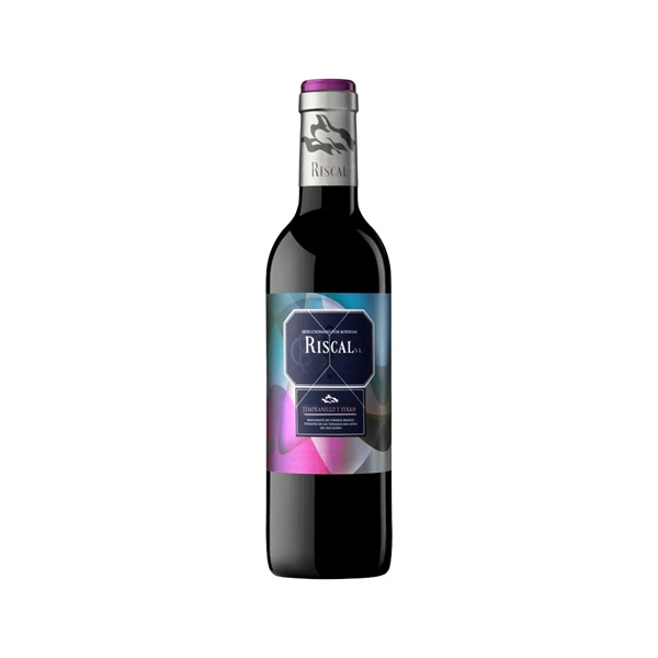 Marqués de Riscal Tempranillo Syrah red wine with a blue and purple label.