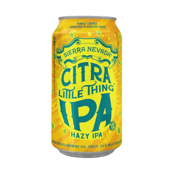 Sierra Nevada Citra Little Thing IPA in a yellow can with blue text.