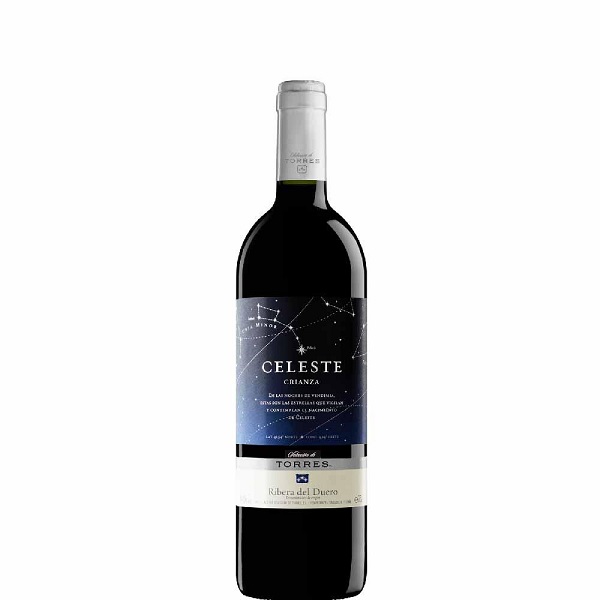 Torres Celeste Crianza in a dark bottle with stars on the label and silver text.