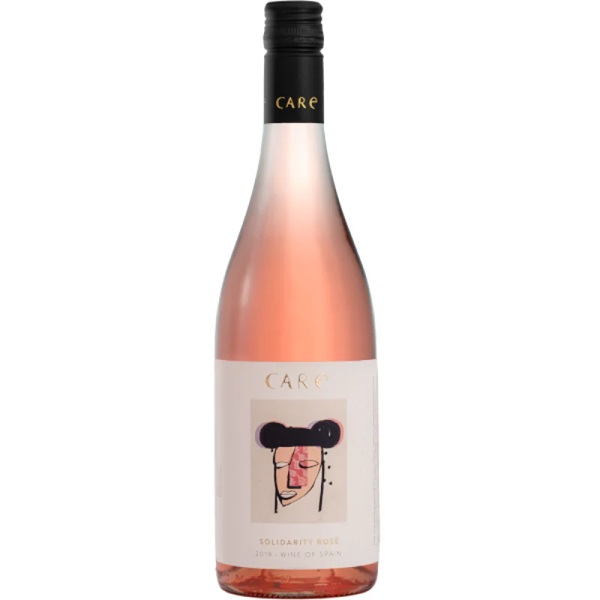 Care Solidarity Rose with a pink colour and a face on a white label.