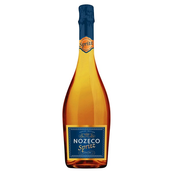 Nozeco Alcohol Free Spritz in an orange colour with a navy top and label and white and orange text.